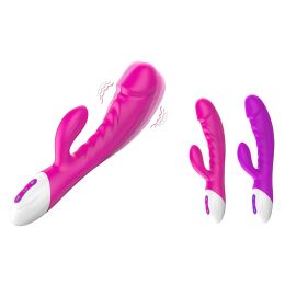 Rechargeable 8 Modes Dildo G-spot Vibration Stimulate Vibrator Waterproof (Color: Pink)